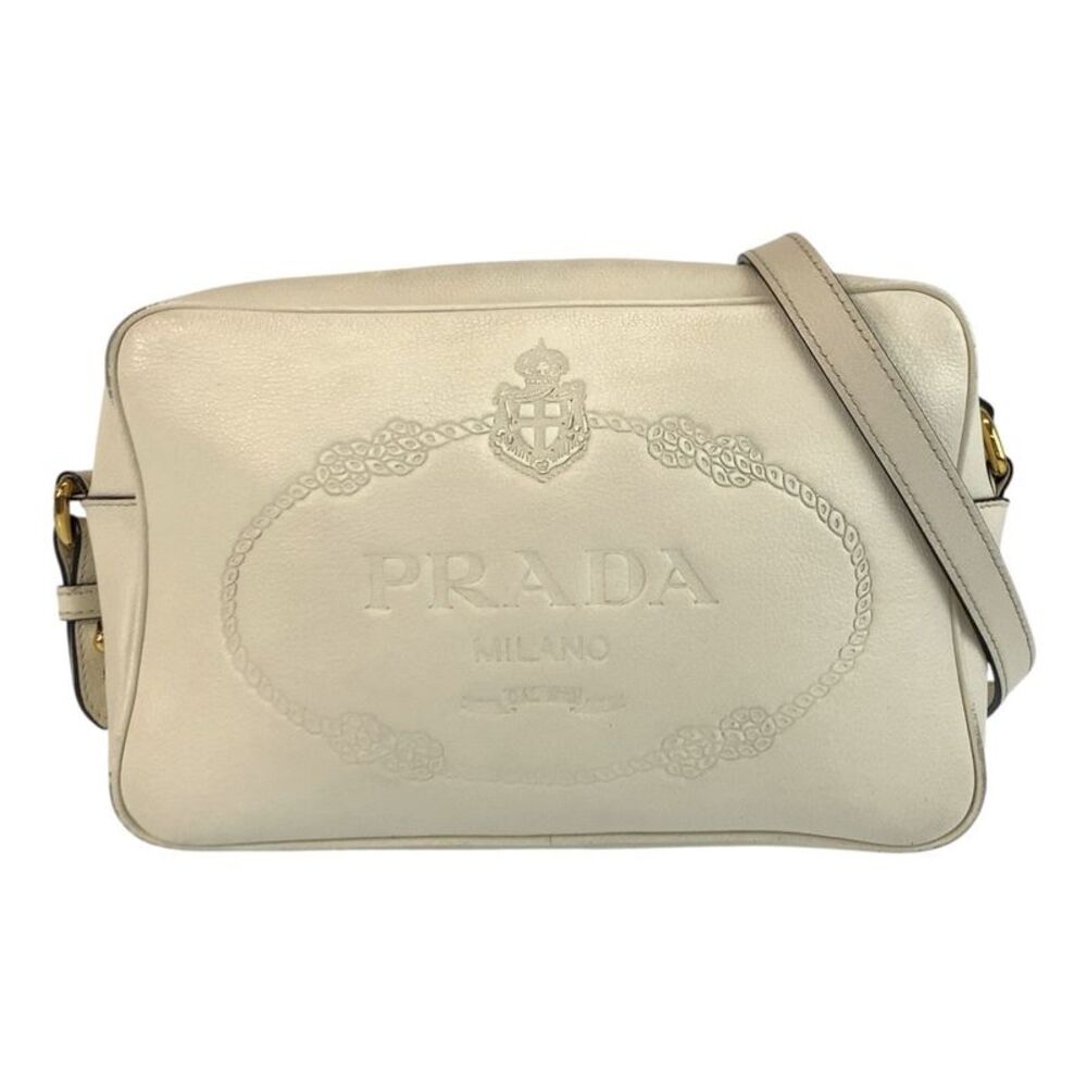Prada Embossed Logo Leather Shoulder Bag